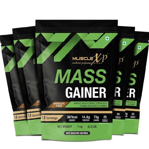 1 - MuscleXP Mass Gainer, 2.2 lb Chocolate Fudge (Pack of 5)