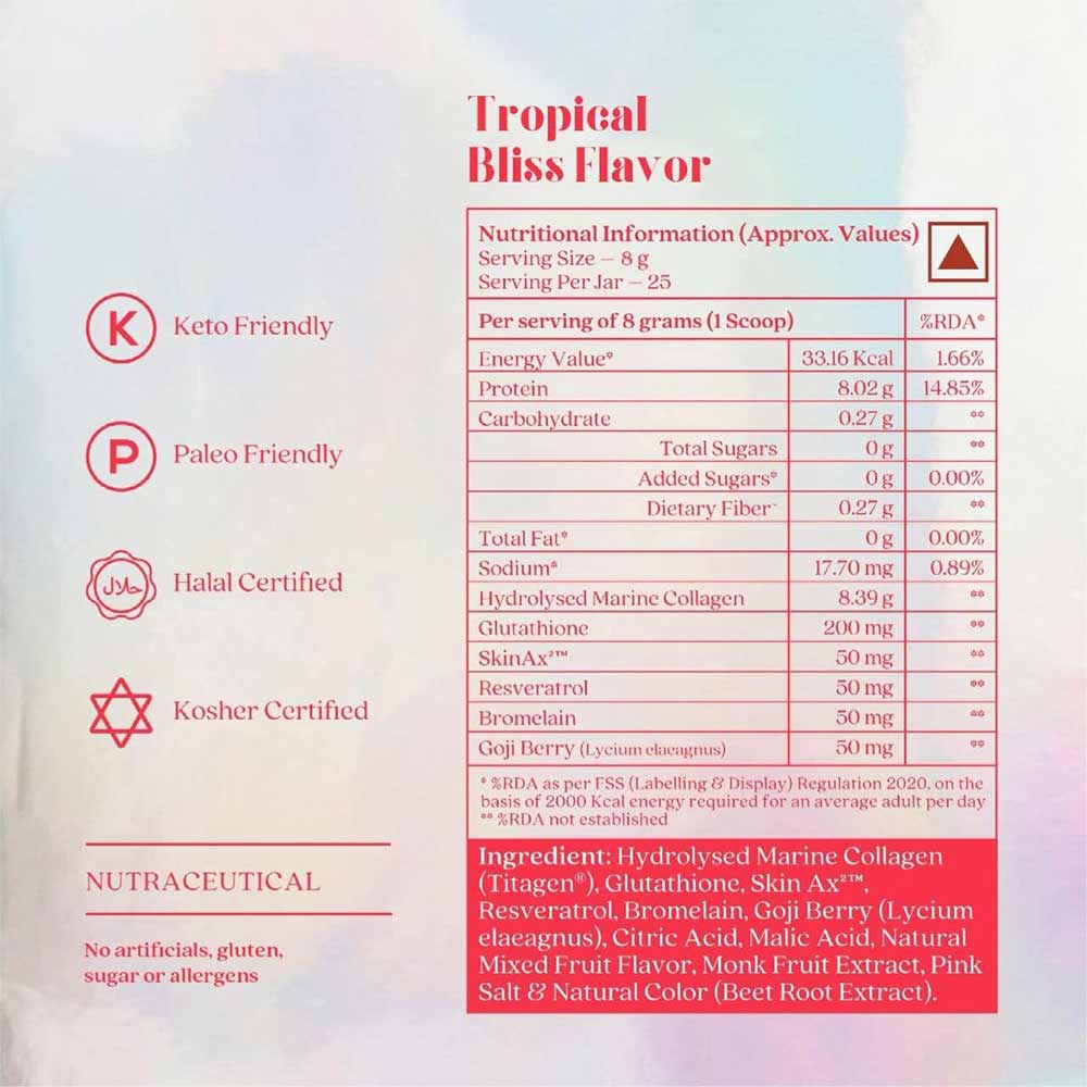 2 - Wellbeing Nutrition Glow Collagen,  200 g  Tropical Bliss 