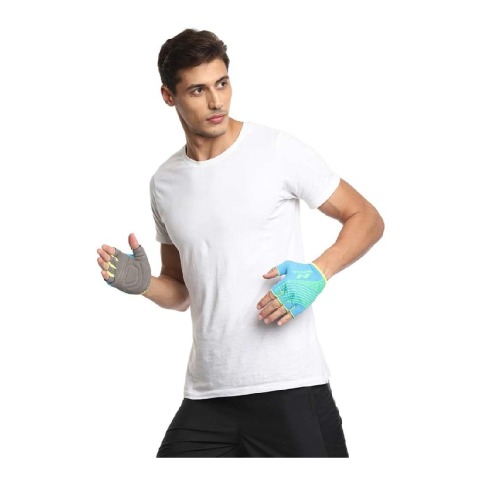 5 - Nivia Taipen Sports Gloves, S.Blue/Grey Medium