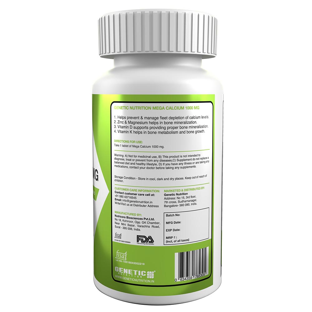 2 - Genetic Nutrition Mega Calcium 1000 mg,  60 tablet(s)  Unflavoured 