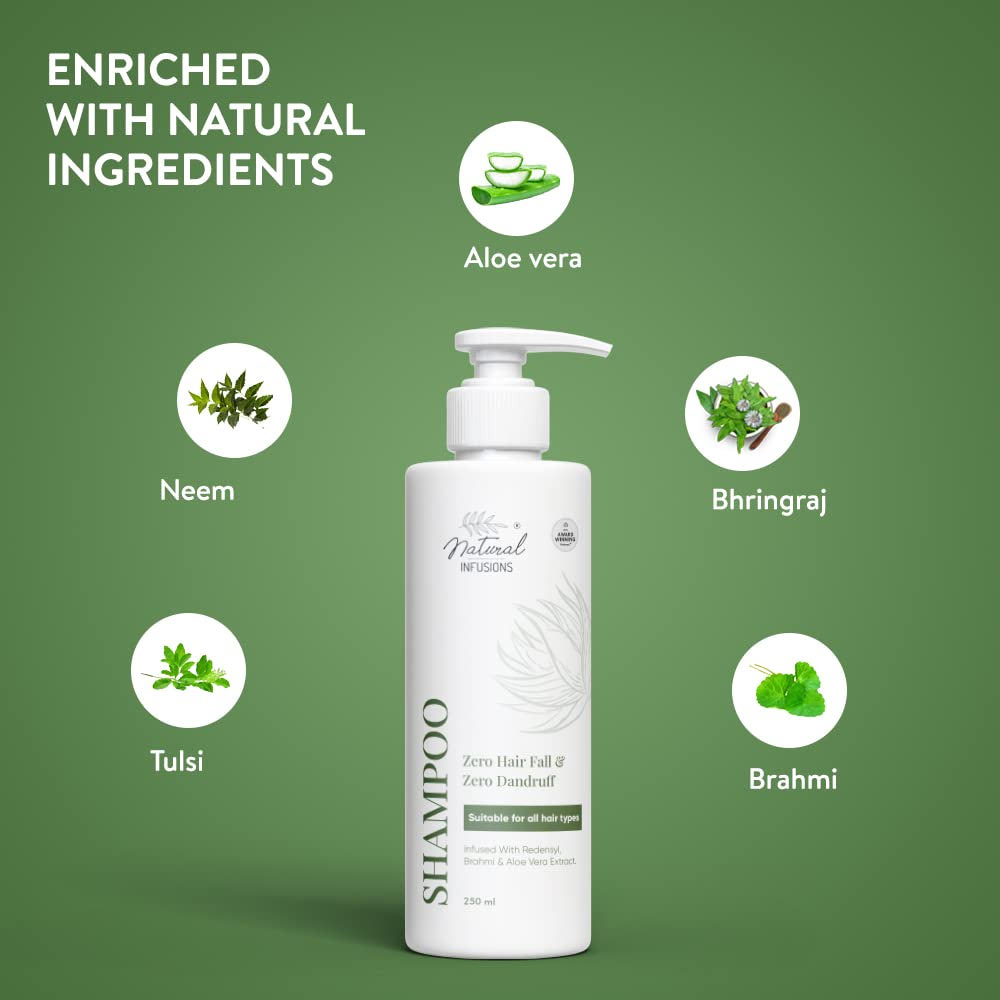 4 - Natural Infusions Zero Hair Fall & Zero Dandruff Shampoo,  250 ml  Infused with Redensyl (Pack of 6) 