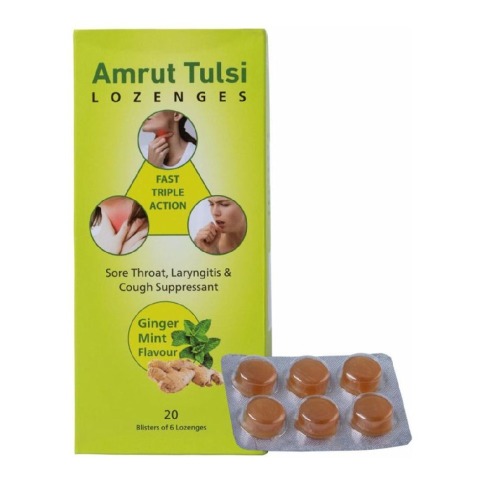 1 - Amrut Tulsi Lozenges (Ginger Mint),  20 Strip(s) 