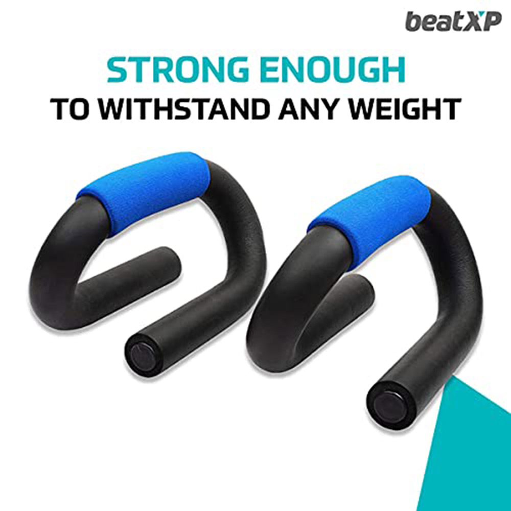 3 - beatXP Fitness S Shaped Push Up Bars,  Black & Blue  Free Size 