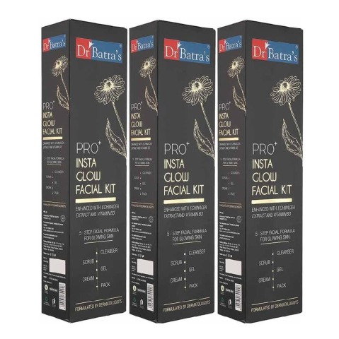 Dr Batra's Pro+ Insta Glow Facial Kit,  250 g  for Glowing Skin (Pack of 3) 