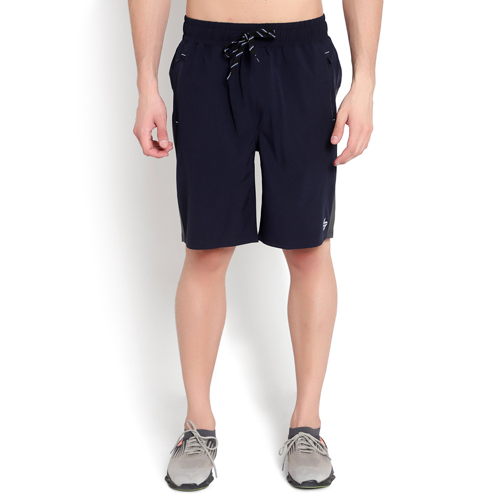 3 - John Ally Dry-Fit Gym Workout Shorts with Zipper Pockets,  Medium  Midnight Blue 
