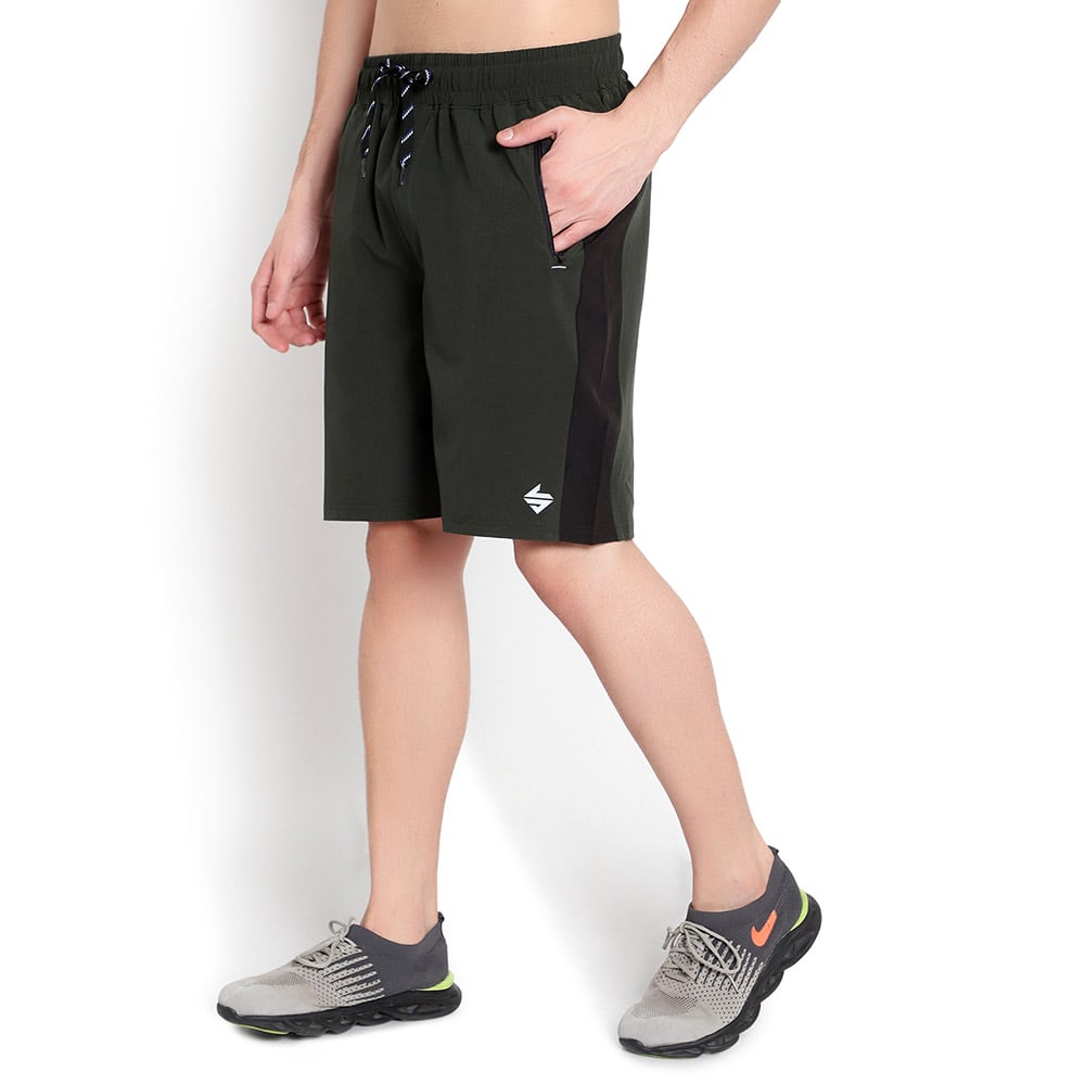 1 - John Ally Dry-Fit Gym Workout Shorts with Zipper Pockets,  Medium  Dark Olive Green 