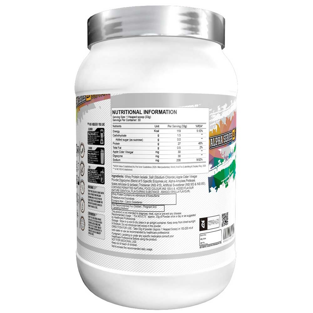 2 - Absolute Nutrition Alpha Whey Isolate Protein,  2.2 lb  Mango Vanilla 