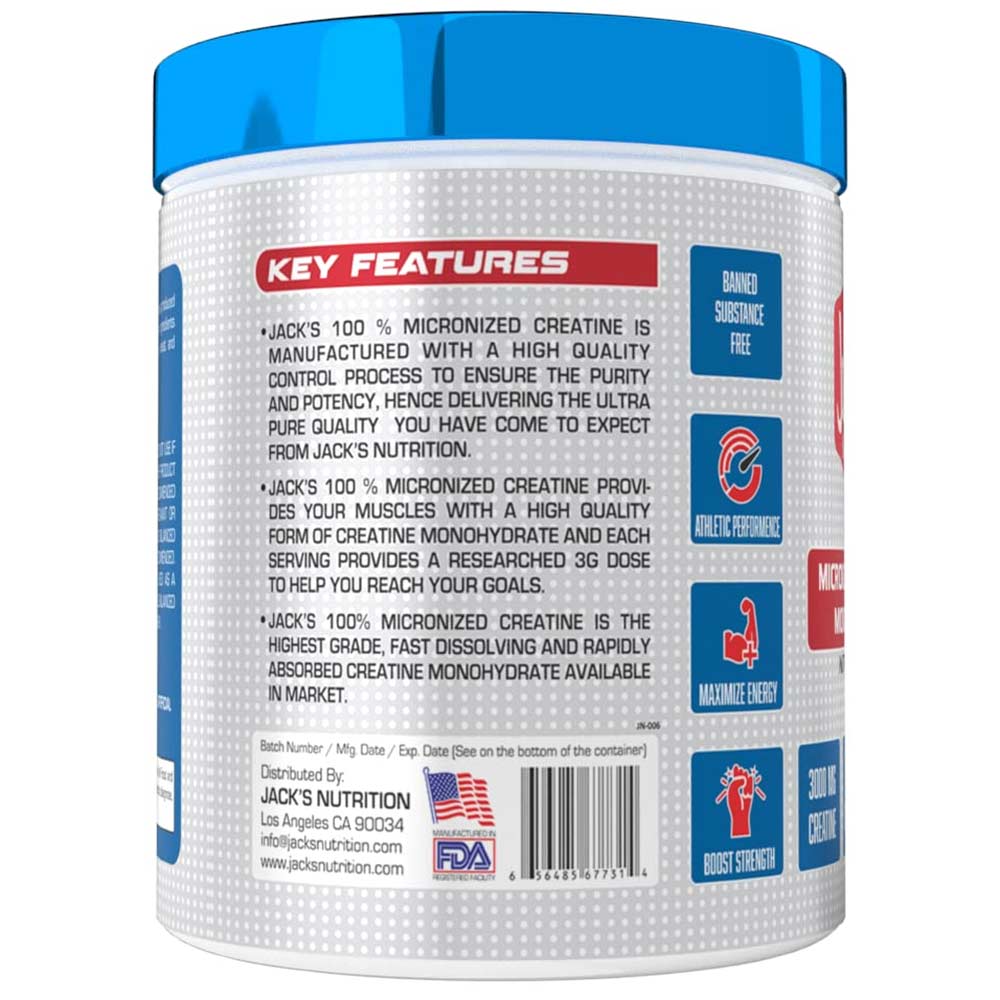 3 - Jacks Nutrition Micronized Creatine Monohydrate,  Unflavoured  0.55 lb 