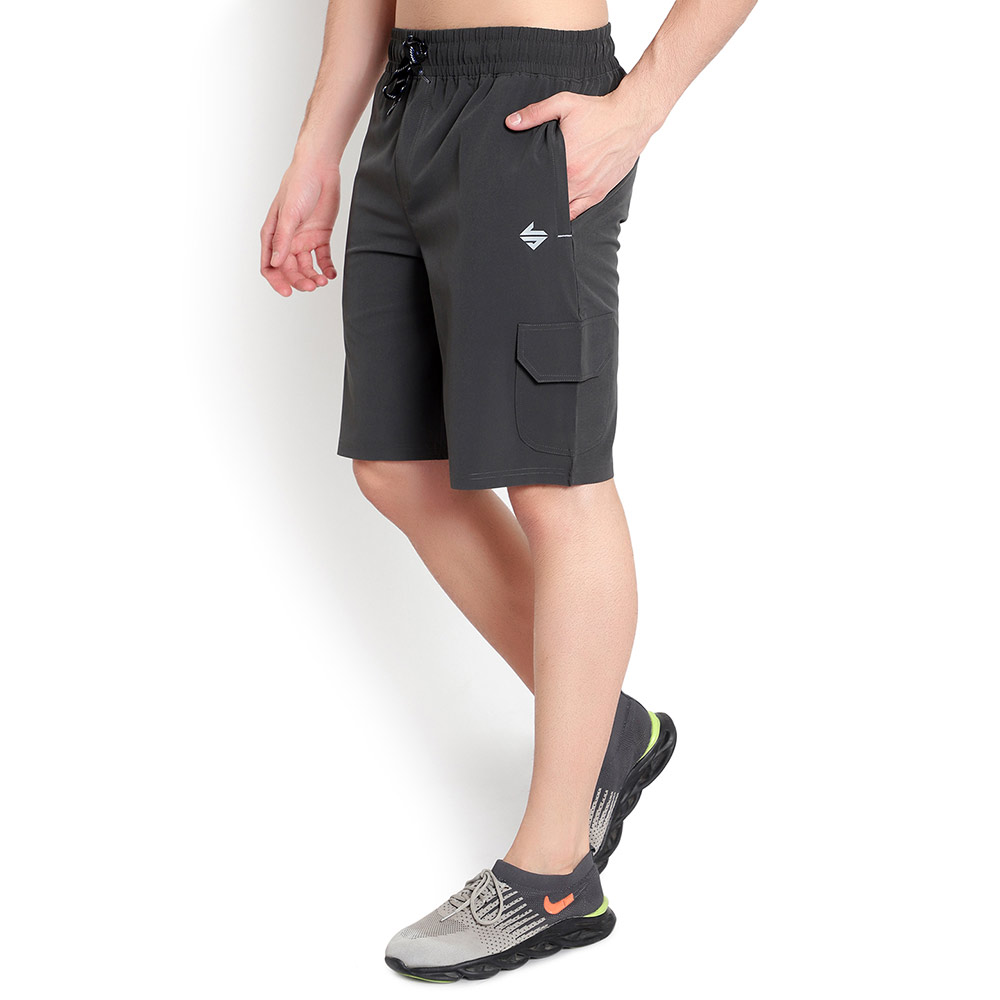 1 - John Ally Dry-Fit Gym Workout Shorts with Zipper Pockets & Cargo Deep Pockets,  Medium  Gunmetal Grey 