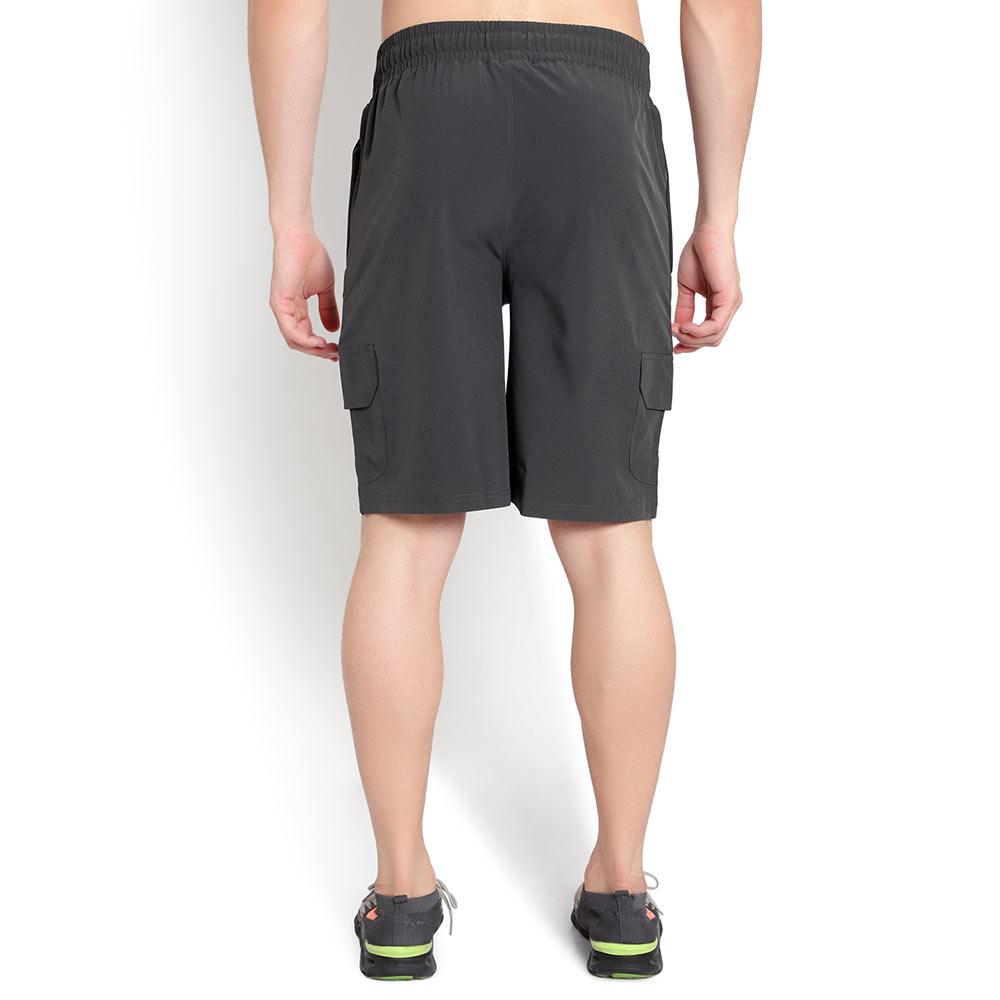 3 - John Ally Dry-Fit Gym Workout Shorts with Zipper Pockets & Cargo Deep Pockets,  Medium  Gunmetal Grey 