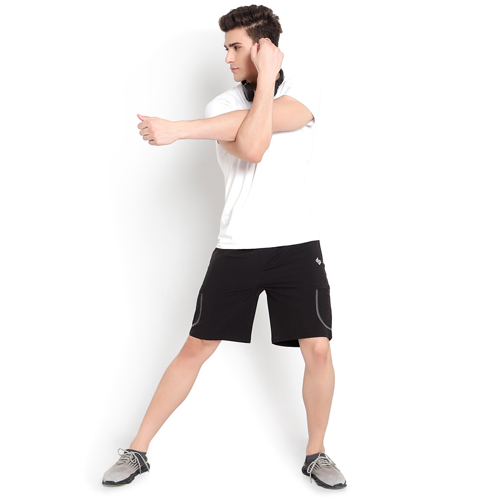 6 - John Ally Dry-Fit Gym Workout Shorts with Zipper Pockets & Flap Pockets,  2XL  Jet Black 