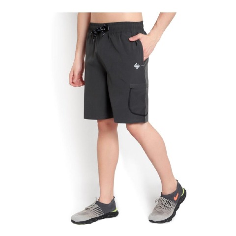 1 - John Ally Dry-Fit Gym Workout Shorts with Zipper Pockets & Flap Pockets, Small Gunmetal Grey