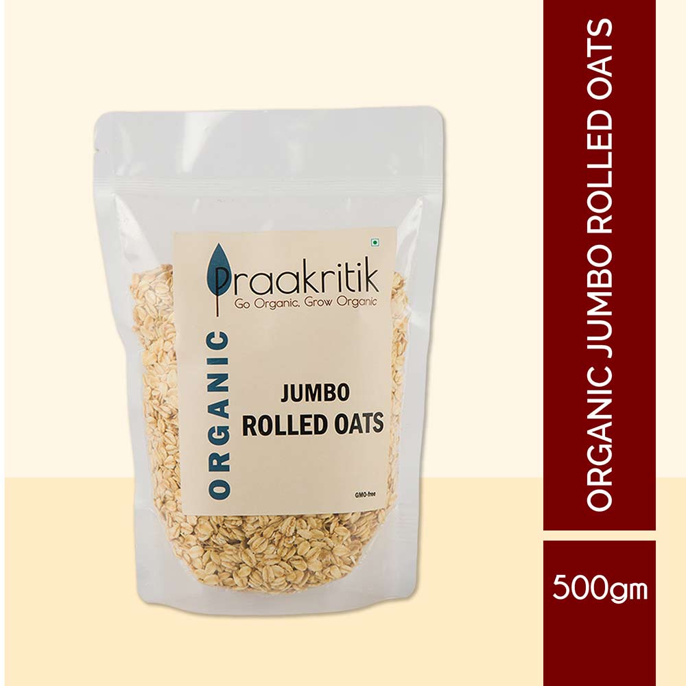 6 - Praakritik Organic Jumbo Rolled Oats (Pack of 2),  500 g  Unflavoured 