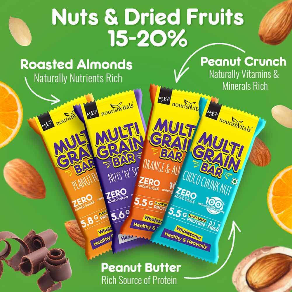 1 - NourishVitals Multi Grain Bar,  5 bar(s)  Mix Flavour 