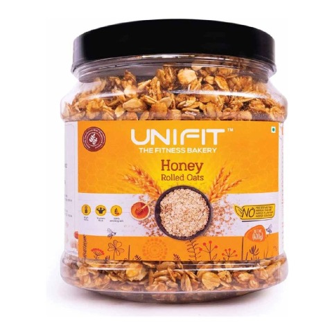 1 - UNIFIT Honey Rolled Oats,  400 g  Unflavoured 