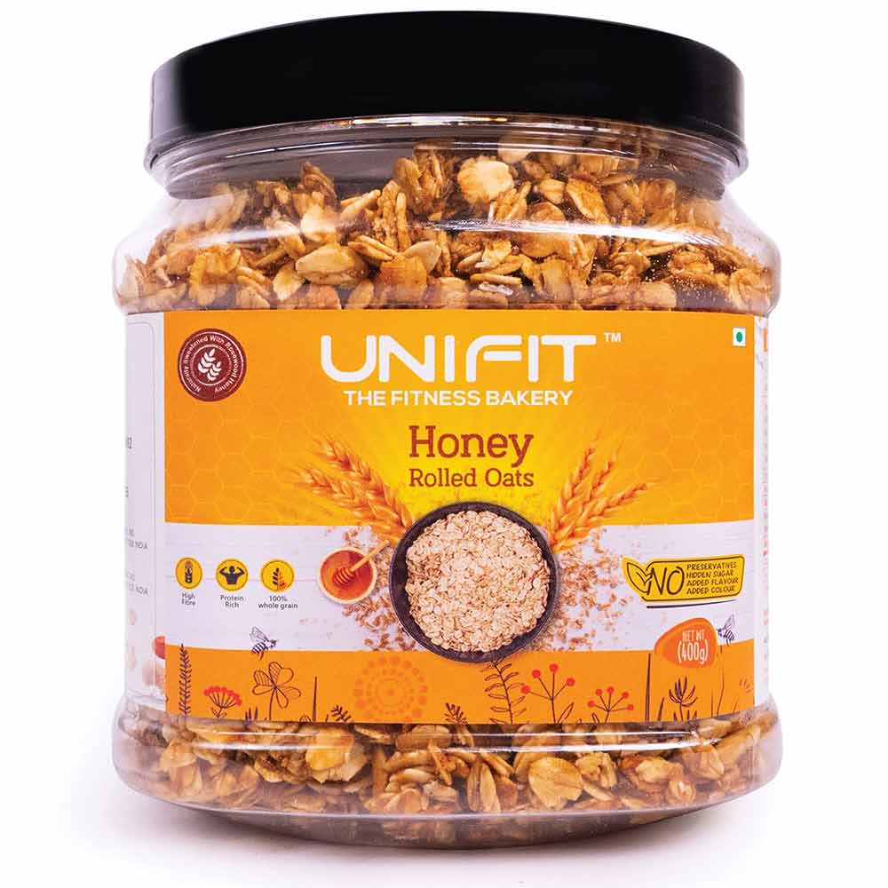 1 - UNIFIT Honey Rolled Oats,  400 g  Unflavoured 