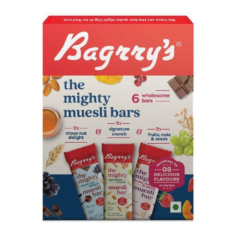 1 - Bagrrys The Mighty Muesli Bars,  6 Piece(s)/Pack  Signature Crunch, Choco Nut Delight, Fruits, Nuts & Seeds 