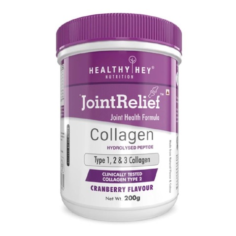 1 - HealthyHey Nutrition JointRelief Collagen Peptide Type 1 2 & 3 (Hydrolysed), 200 g Cranberry