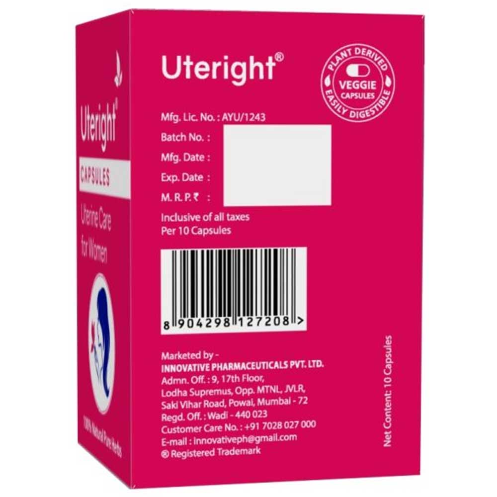 2 - Uteright Uterine Care for Women,  10 capsules  Unflavoured (Pack of 4) 