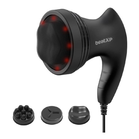 1 - beatXP Blaze Electric Body Massager with 3 Massage Heads,  Black 