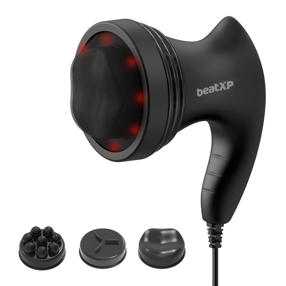 1 - beatXP Blaze Electric Body Massager with 3 Massage Heads,  Black 