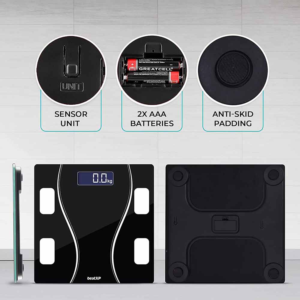 3 - beatXP Fusion Curve Weighing Scale,  Black 