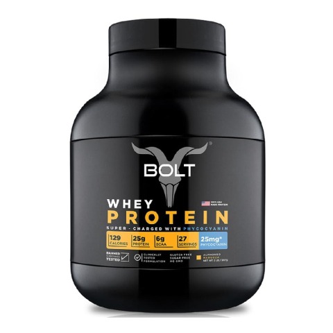 1 - Bolt Whey Protein Super-Charged With Phycocyanin,  2 lb  Alphonso Mangoza 