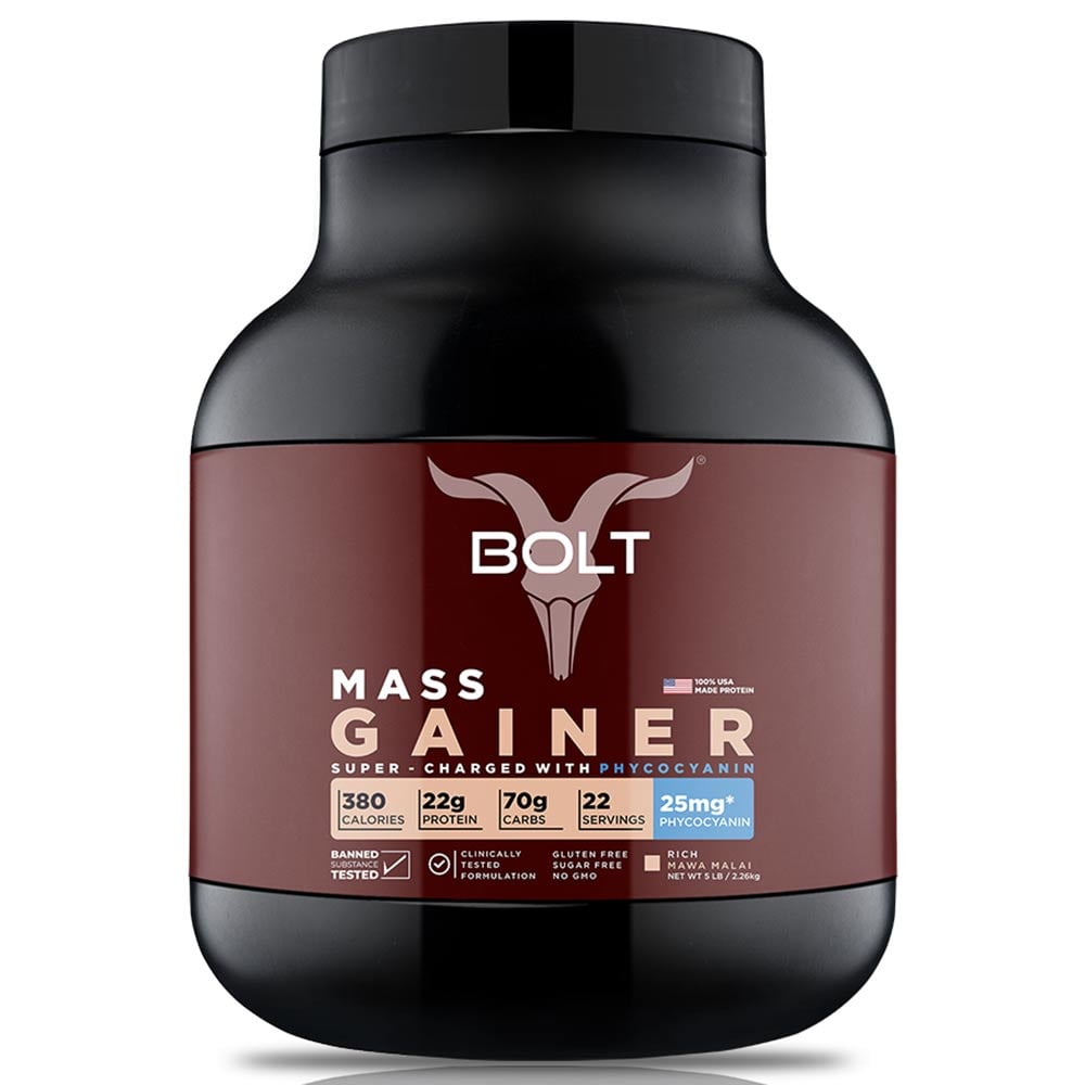 1 - Bolt Mass Gainer Super-Charged With Phycocyanin,  5 lb  Mawa Malai 