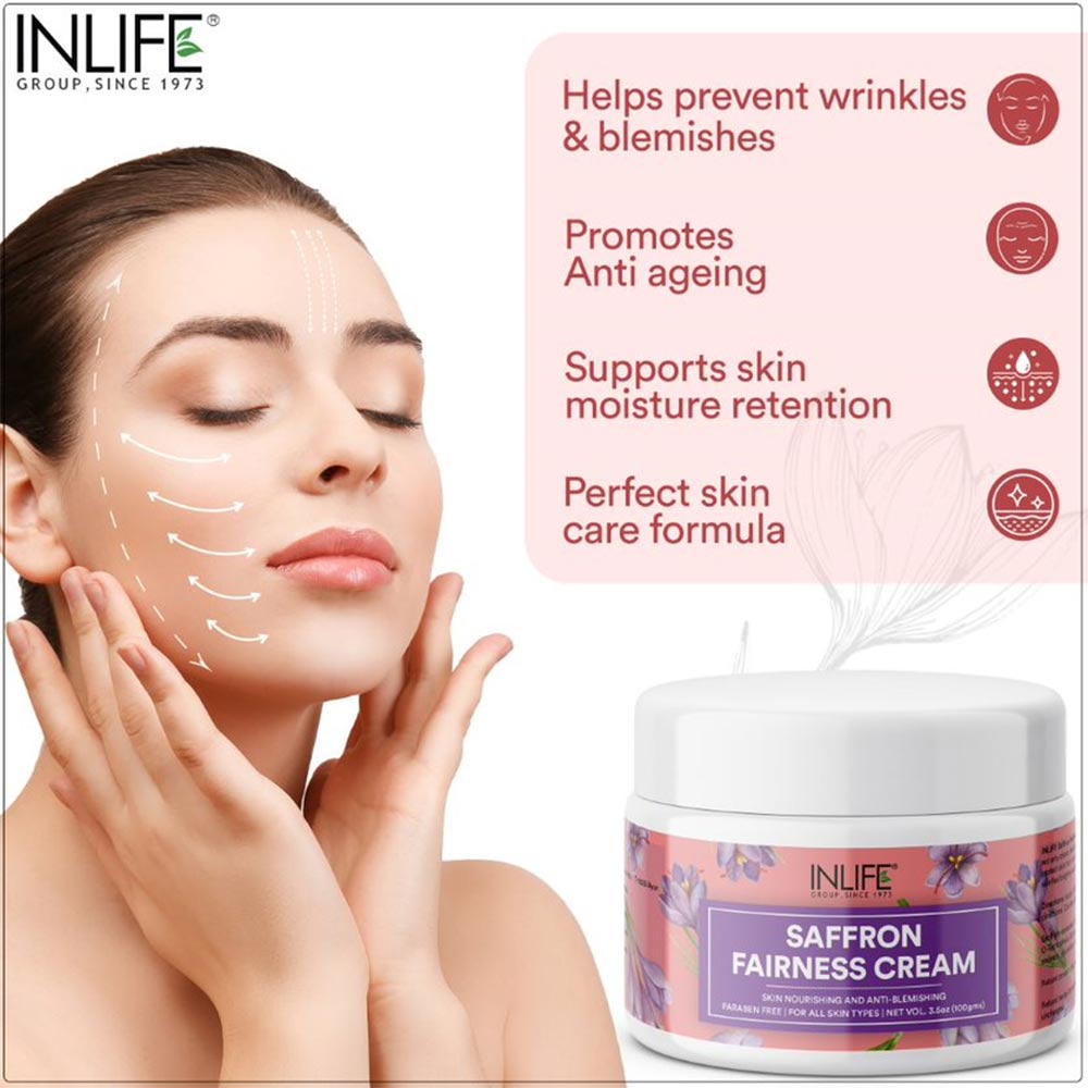 3 - INLIFE Saffron Fairness Cream,  100 g  for All Skin Types 