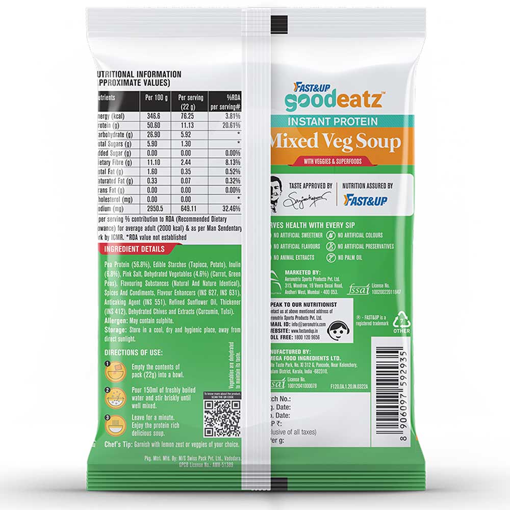 3 - Fast & Up GoodEatz Mixed Veg Soup,  22 g  Unflavoured (Pack of 6) 