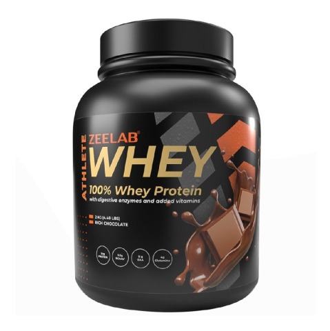 1 - Zeelab Athlete 100% Whey Protein, 4.4 lb Rich Chocolate