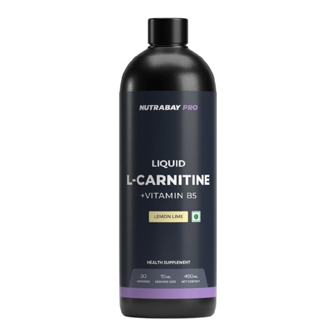 1 - Nutrabay Pro Liquid L-Carnitine + Vitamin B5, 450 ml Lemon Lime