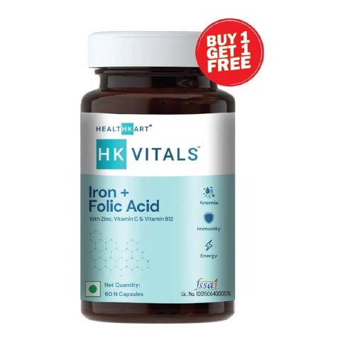 HealthKart HK Vitals Iron + Folic Acid, 60 capsules