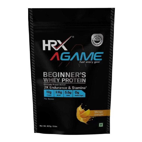 1 - HRX AGame Beginner's Whey Protein,  2 lb  Mango Delight 