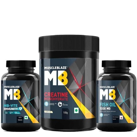 MuscleBlaze Fish Oil 90 & MuscleBlaze MB-Vite Immunity & Creatine Monohydrate Combo