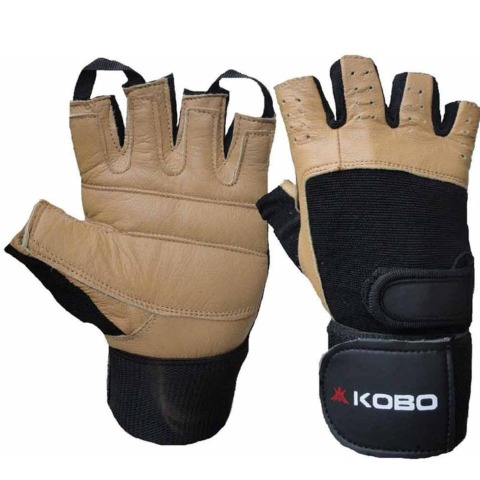 KOBO Gym Gloves (WTG-02),  Brown & Black  Small 