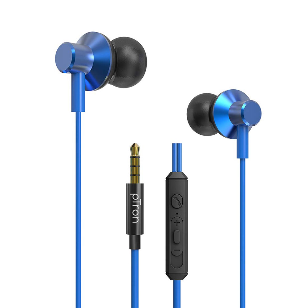 1 - Ptron Pride Lite HBE Wired Earphones,  Blue 