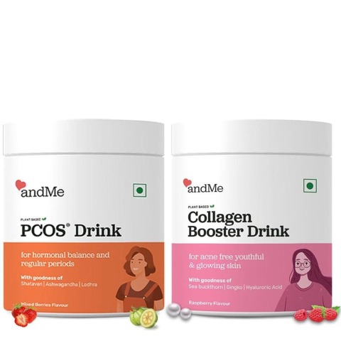 1 - andMe PCOS and Collagen Booster Drink Combo,  2 Piece(s)/Pack  Mixed Berries & Raspberry 