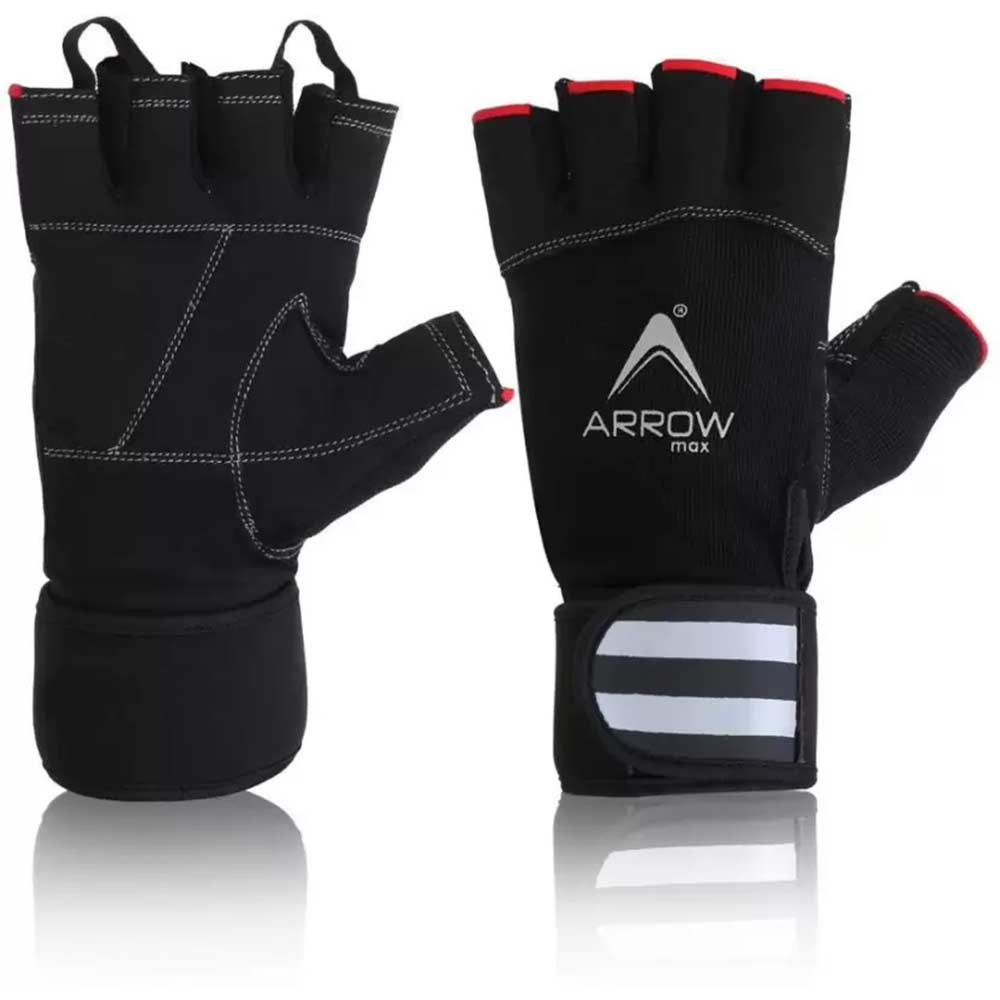 1 - Arrowmax Panther Sports and Gym Gloves,  Black & Red  Free Size 