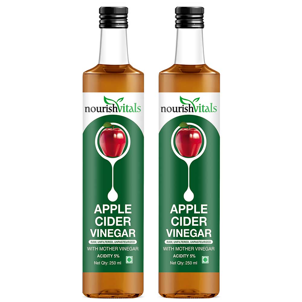 NourishVitals Apple Cider Vinegar with Mother,  0.250 L  Unflavoured (Pack of 2) 