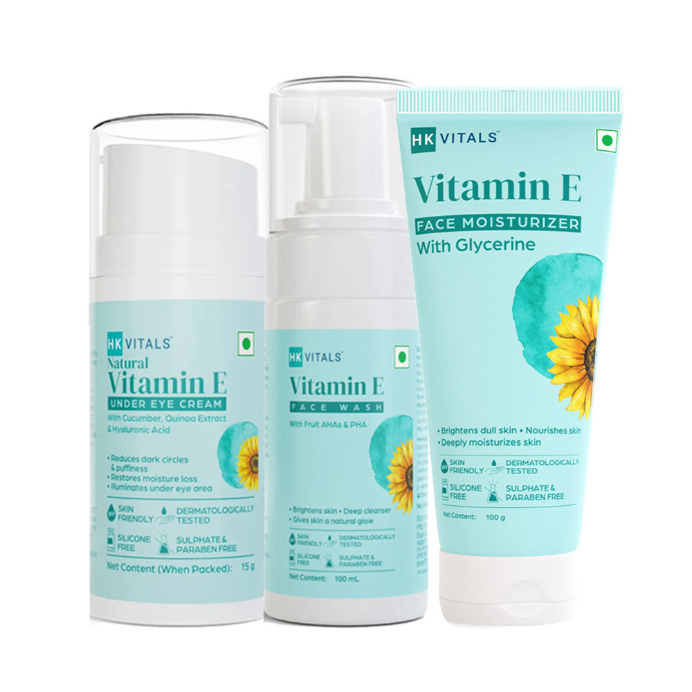 HK Vitals Vitamin E Under Eye Cream & Moisturizer & Face Wash Combo by HealthKart