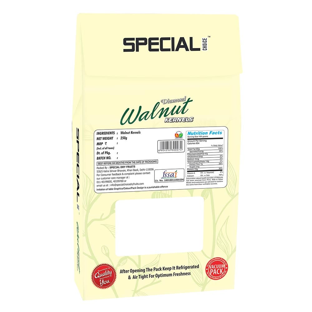 2 - Special Choice Walnut Kernels,  250 g  Diamond Super Vacuum Pack (Pack of 2) 
