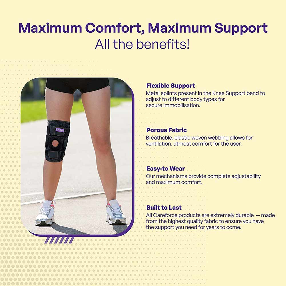 4 - Careforce Hinged Knee Support,  Black  Large-Extra Large 