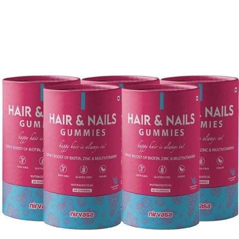 1 - Nirvasa Hair & Nails,  60 gummies  Mixed Berries (Pack of 5) 