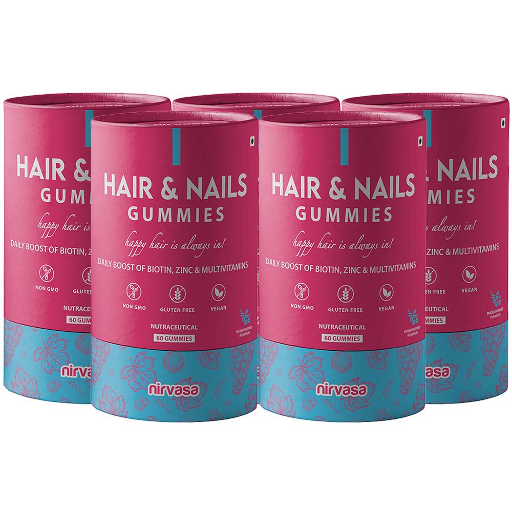 1 - Nirvasa Hair & Nails,  60 gummies  Mixed Berries (Pack of 5) 