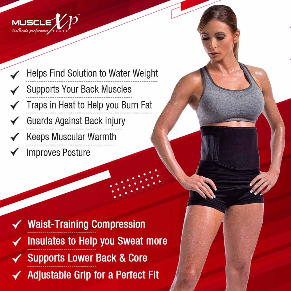 4 - MuscleXP Sweat Belt,  Black  46 inches 
