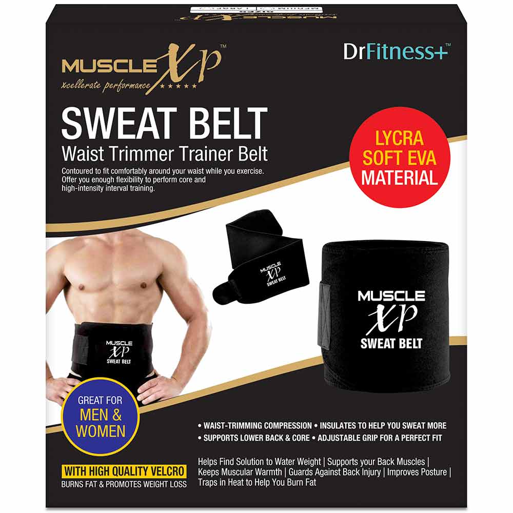 8 - MuscleXP Sweat Belt,  Black  46 inches 