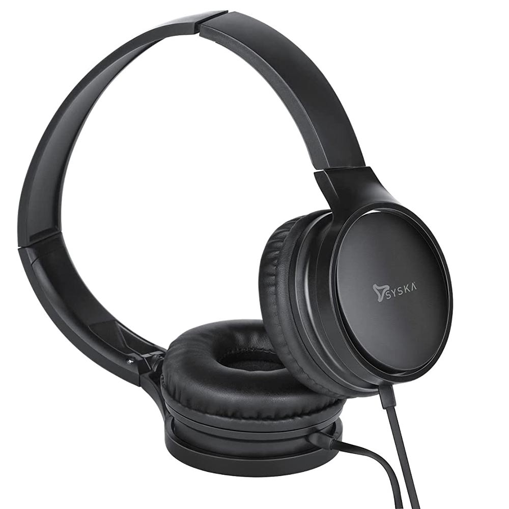 Syska HS500 Over-Ear Wired Headset,  Black 