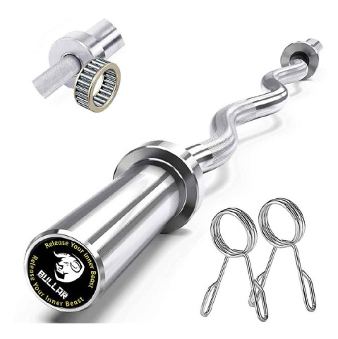 1 - BULLAR 4 Feet Olympic Barbell Rod,  Silver (Spring Lock) 