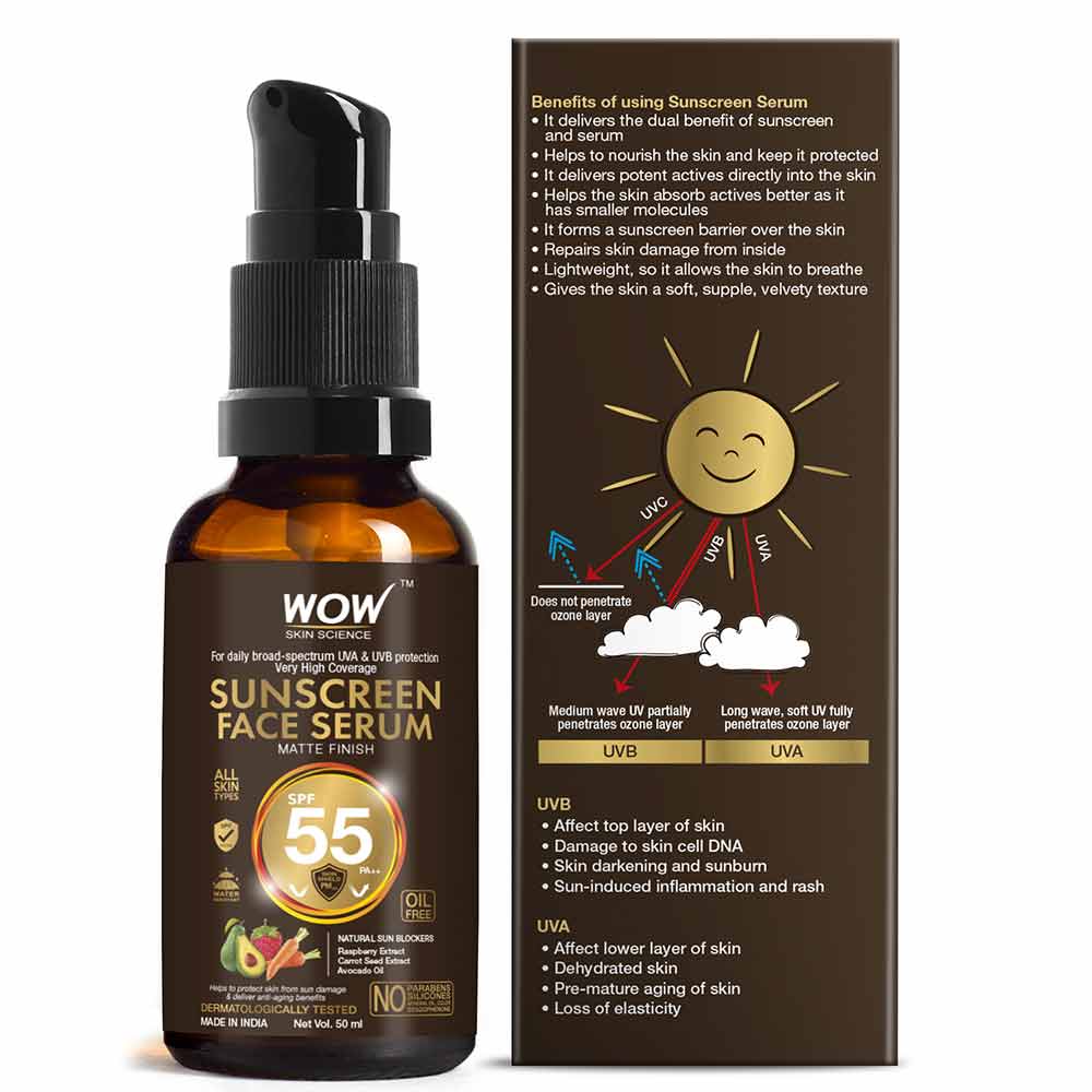 4 - WOW Skin Science Matte Finish Sunscreen Face Serum,  50 ml  SPF 55 PA++ 